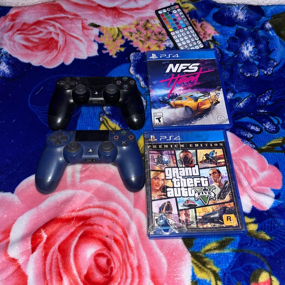 Sony PlayStation 4 DualShock Controllers - Black and Blue